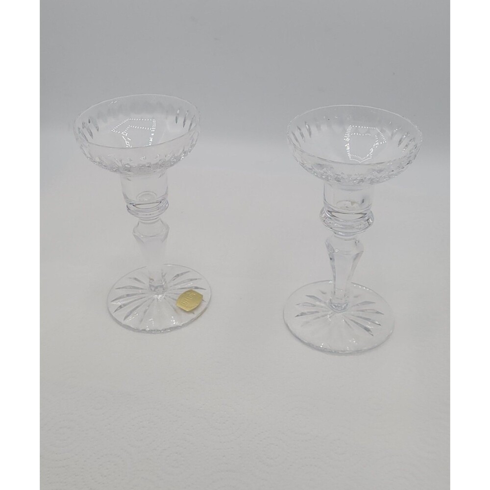 PAIR  Atlantis Georgian Crystal Candlestick Candle Holders  5 3/4" tall, Vintage